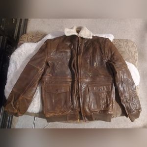 Vintage Brad Whitney Brown Leather and Sherpa Bomber Jacket